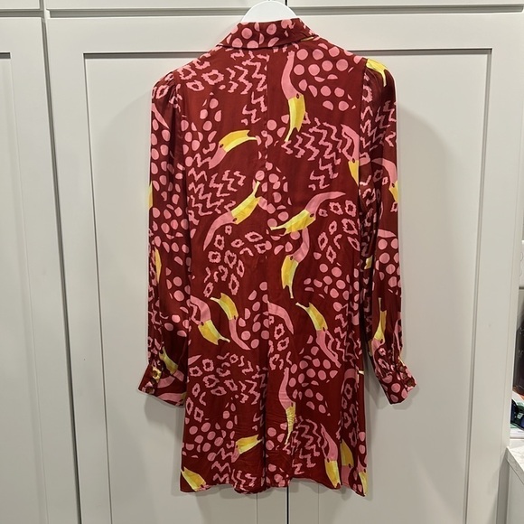 Farm Rio Toucanissimo Long Sleeve Print Beaded Tie Wrap Dress SMALL - Picture 10 of 16